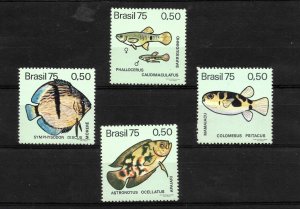 BRAZIL 1975 FRESHWATER FISH FAUNA SET OF 4 VALUES MINT NH