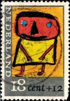 Child Painting, Woman, Netherlands stamp SC#B404 used