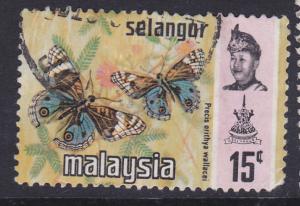 Malaysia -Selangor -1971 Butterflies 15c -used