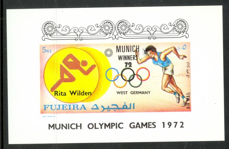 FUJEIRA 1972 MUNICH OLYMPICS TRACK WINNERS Souvenir Sheet UNLISTED MNH