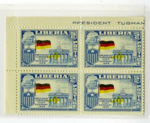 Liberia Stamps Germany Corner Block Swiss Flag Inverted Error