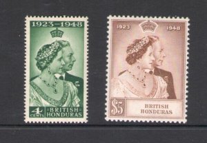 1948 BRITISH Honduras - Stanley Gibbons #164-65, Royal Silver Wedding - 2 Values