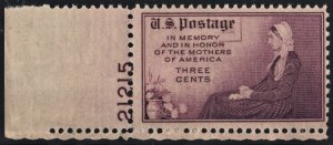 SC#737 3¢ Mother's Day Issue Plate Single (1934) MNH