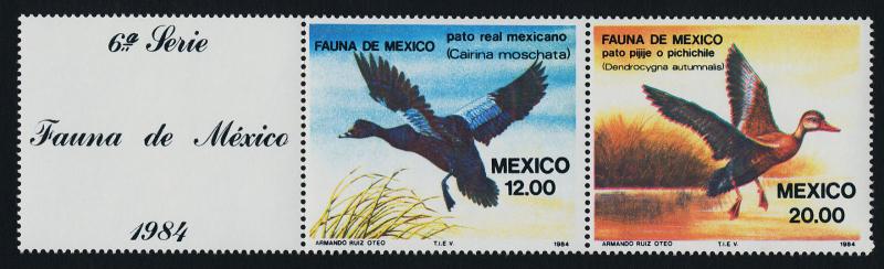 Mexico 1347a + label MNH Birds, Ducks