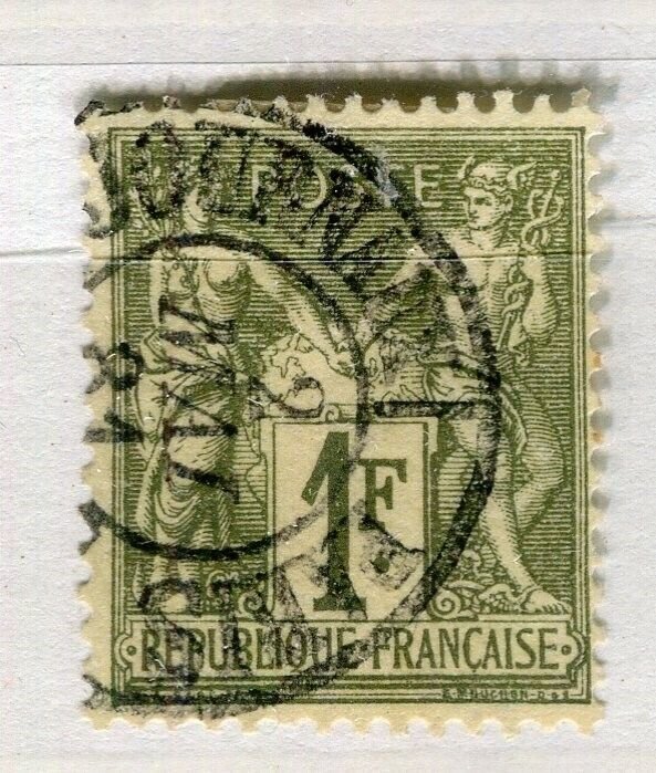 FRENCH COLONIES; 1890s classic Tablet type used 1Fr. value Postmark,