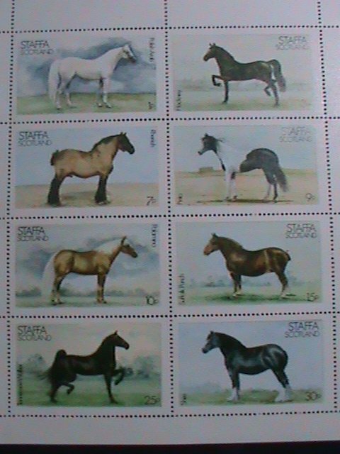 STAFFA-SCOTLAND STAMP:1973- WORLD FAMOUS HORSE MNH SHEET  LAST ONE VF