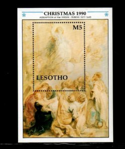 Lesotho 1990 - Rubens Christmas Art - Souvenir Stamp Sheet - Scott #804 - MNH