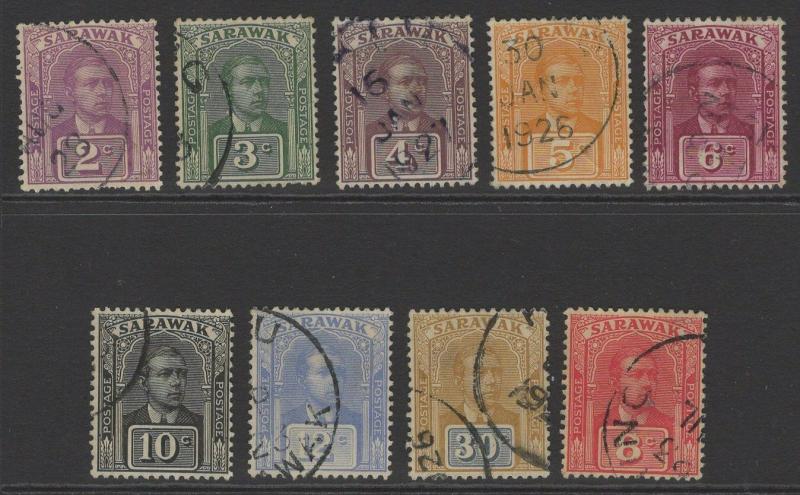 SARAWAK SG63/71 1922-3 NEW COLOURS & VALUES SET FINE USED