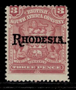 RHODESIA EDVII SG104, 3d claret, LH MINT.