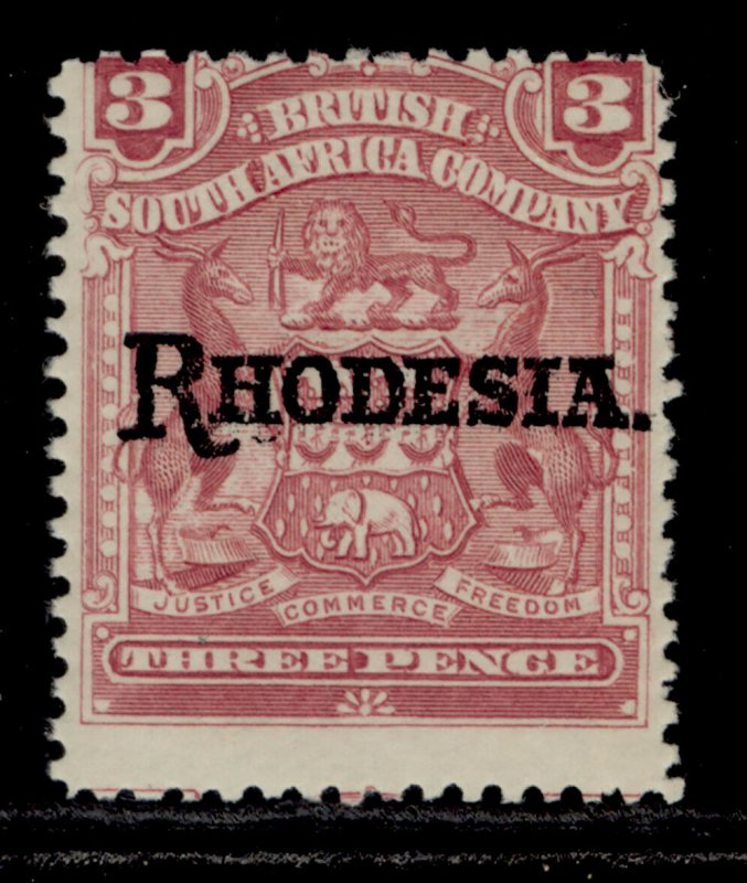 RHODESIA EDVII SG104, 3d claret, LH MINT.