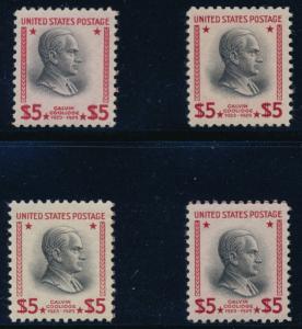 #834 (4) DIFFERENT SHADES / PRINTING -- XF OG NH -- BQ7946