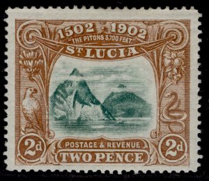 ST. LUCIA EDVII SG63, 2d green & brown, M MINT. Cat £18.