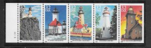 #2969-73a MNH 32¢ Lighthouses Booklet Pane/5