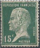 France 186 (used) 15c Louis Pasteur, green (1924)
