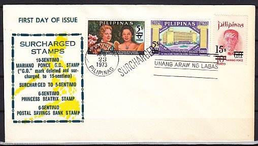 Philippines, Scott cat. 1188-1190. Surcharged values. Orchid. First day cover. ^