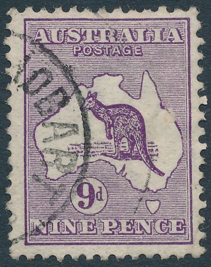 Australia sc# 9 - Used Kangaroo - Cancelled at Hobart - Very Fine