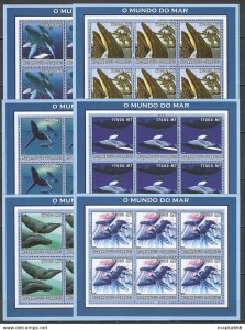 2002 Mozambique New Fauna Marine Life Whales !!! 6Set ** Kv133