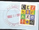 US #4335 Celebrate!  Great postmark, Aug 15, 2008. on paper