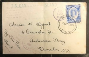 1935 Niuafoou Tonga Toga Tin Can Canoe Mail Cover to Dunedin Zealand