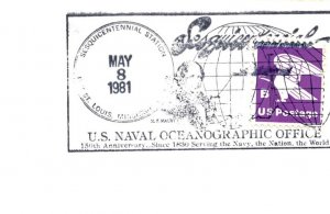 US SPECIAL PICTORIAL POSTMARK COVER U.S NAVAL OCEANOGRAPHIC OFFICE 150 YEARS '81