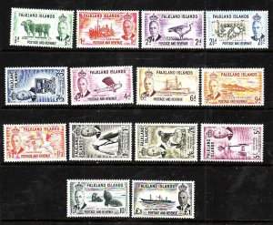 Falkland Is.-Sc#107-20- id9-unused NH KGVI set-Animals-Ships-Birds-1952-S/H fee