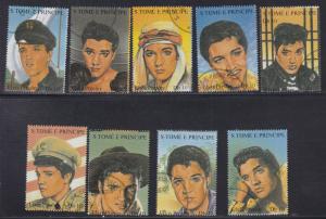 St. Thomas & Prince # 1166a-1166i, Elvis Presley, Used CTO, 1/3 Cat