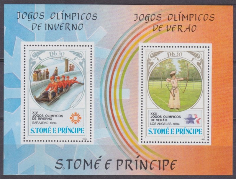 1983 Sao Tome and Principe 877-878/B142 1984 Olympic Games in Los Angeles / Sara