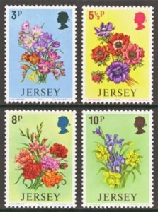 $1 World MNH Stamps (1222), Jersey Scott 95-98, set of 4 MNH Flowers