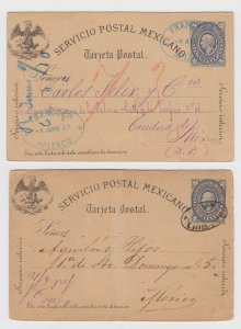 MEXICO 1886-87 PS Mepsi PC15 TWO CARDS FRANCO EN APIZACO & S. JOSE ITURBIDE PMKS