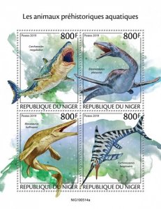 NIGER - 2019 - Prehistoric Water Animals - Perf 4v Sheet - Mint Never Hinged
