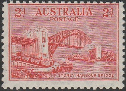 Australia #133 1932 2d Red Sydney Harbour Bridge UNUSED-F-OG-LHR.