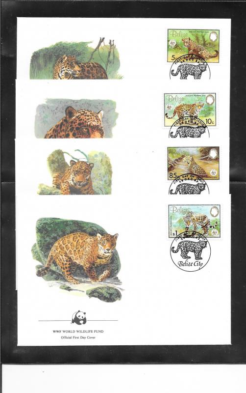 JAGUAR - BELIZE #689-92  WWF ISSUE FDC