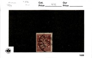 Norway, Postage Stamp, #J6 Used, 1889 Postage Due