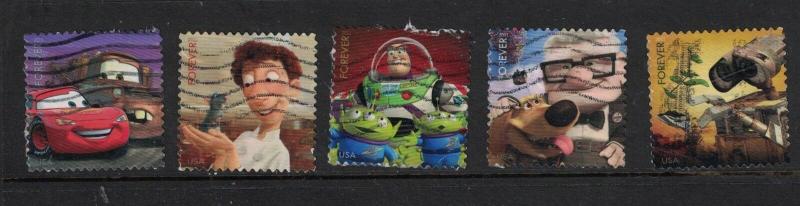 Scott 4553 - 4557 - Pixar Send A Hello. Set Of 5. Used.  #02 4553s5