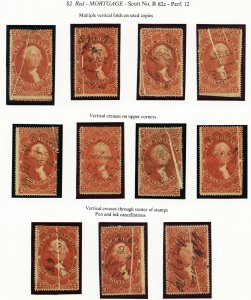 R82c, Pre Printing Paper Fold Error Group of 11 Stamps - WoW Stuart Katz