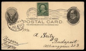 USA 1902 Upfranked Postal Stationery San Francisco Budapest Hungary Austri 88903