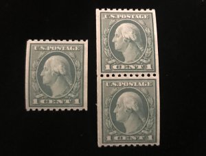 Scott 486 Coil Single & Pair, MNH, F/VF centering