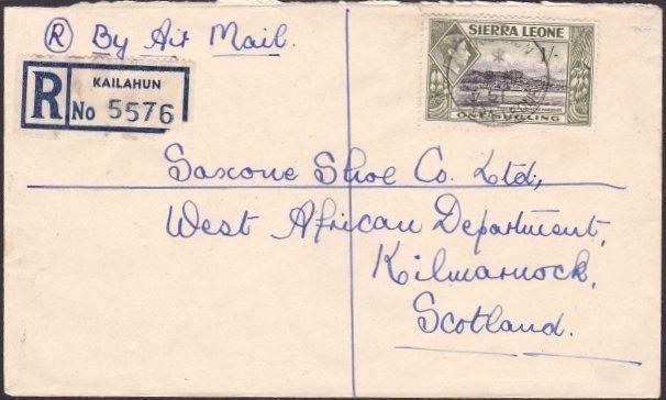 SIERRA LEONE 1951 Registered cover KAILAHUN to Scotland....................67614