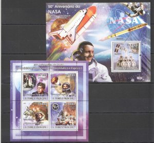 Uu0670 2008 Sao Tome & Principe Space Nasa Armstrong Apollo Kennedy 1Kb+1Bl Mnh