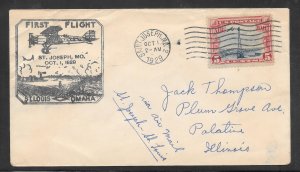 #C11 on First Flight ST, JOSEPH - OMAHA OCT/1/1929 Cover (myA835)