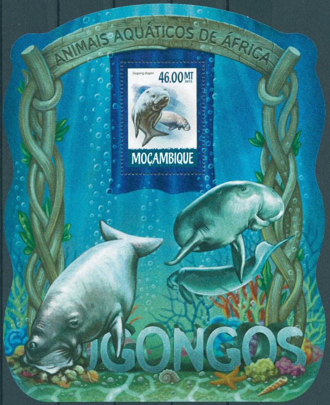 Mozambique 2015 MNH Marine Animals Stamps Dugongs Dugong Wild Animals 1v S/S III