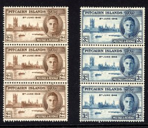 Pitcairn Islands 9-10 1946 Strip of 3