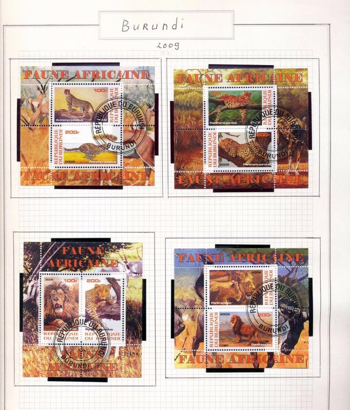 Burundi 1992/2010 Wildlife Cats Dogs Dinosaurs Birds Used Sheets 35+ DAB 847