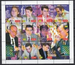 St. Thomas, 2004 issue. Chess Masters sheet of 9.