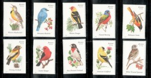 U.S.#4882-4891 Songbirds 49c Complete Set of 10 Booklet Singles, MNH.