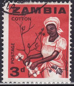 Zambia 7 USED 1964 Woman Picking Cotton