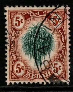 MALAYA KEDAH SG4 1912 5c GREEN & CHESTNUT USED