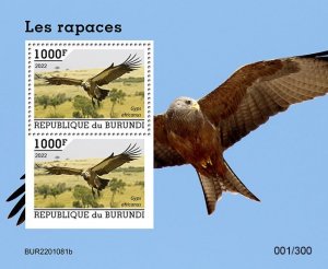 BURUNDI - 2022 -  Birds of Prey - Perf 2v Souv Sheet - Mint Never Hinged