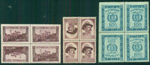 WESTERN HUNGARY, Imperf Tete-Beche Blocks of 4, 3 diff, mostly NH