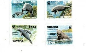 Guyana - 1993 - WWF - Marine Life - Set of Four stamps - MNH (Scott#2666-9)